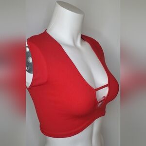 Free People Size XS/S - "Intimately"Chic Red Ribbed Crop Top